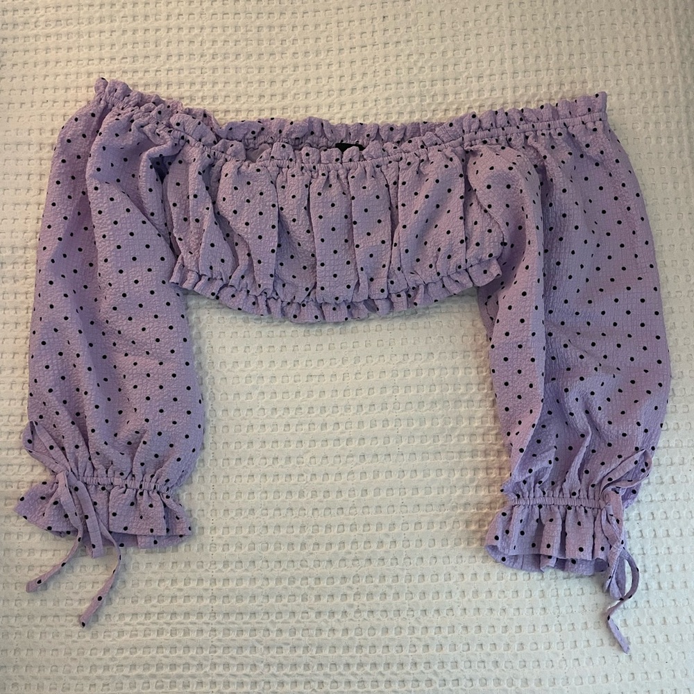 Purple Polka Dot Crop Top